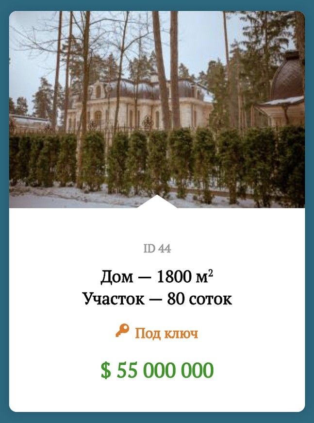 Объявление на продажу в коттеджном поселке Сады Майендорф: дом в 1800 квадратный метров за 55 миллионов долларов